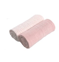 LOT DE 2 DRAPS-HOUSSE ROSES MOUSSELINE BIO 60X120 MORIS SACHA