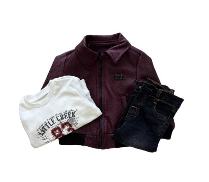 Ensemble 3 Pieces Pantalon Veste Haut Bordeaux 9m